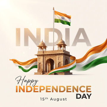 Celebratory independence day greeting with showcases festive digital illustration celebrating national independence prominent historic gateway