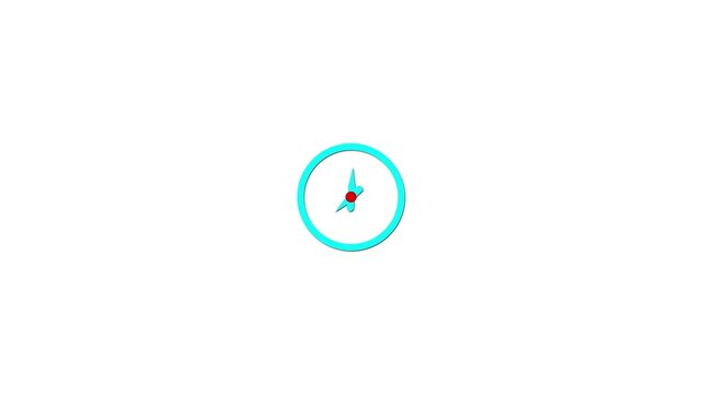 clock icon animation on white background. analog clock timer circle animated. 12 Hours Clock