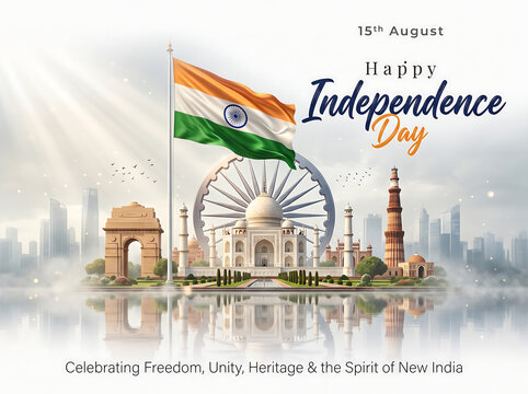 Illuminated national flag celebrating historic landmarks on independence day evening with evoking national pride heritage during festive celebration