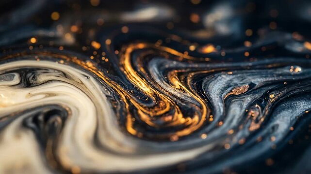 Liquid marble swirling with gold and dark navy tones for luxury abstract background