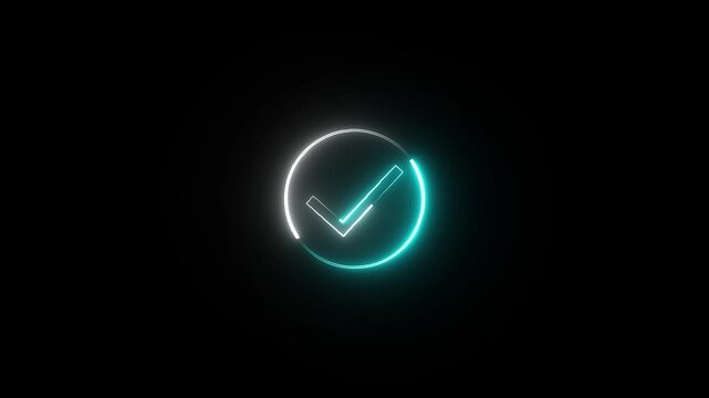 right check mark icon on black screen background