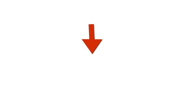 Animated arrow bouncing slide to down, Animated arrow icon pointing down on white background