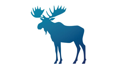 Fototapeta premium Moose stands in a static pose featuring a bold blue silhouette against a clean white background area.