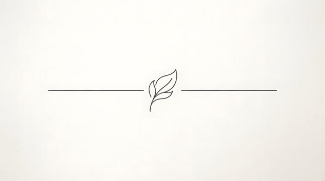 Minimalist leaf line art divider. Elegant botanical horizontal rule for clean design layouts.