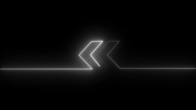 Neon glowing direction concept, neon arrow icon, arrows indicates the direction of the overlay video layer. and looping neon line arrow icon 4k video animation.