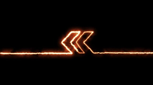 Neon glowing direction concept, neon arrow icon, arrows indicates the direction of the overlay video layer. and looping neon line arrow icon 4k video animation.