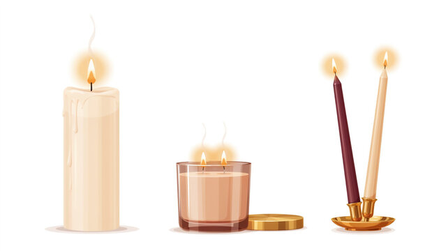 Realistic burning candle burn step by step lit wax candles flickering lights decor element white candlelight christmas religion church pithy vector fire illustration fire wax