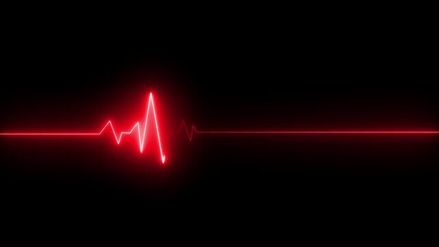 Neon heartbeat and monitor 4k animation, red  and blue heart beat line animation on black background, ecg neon electrocardiogram pulse video 