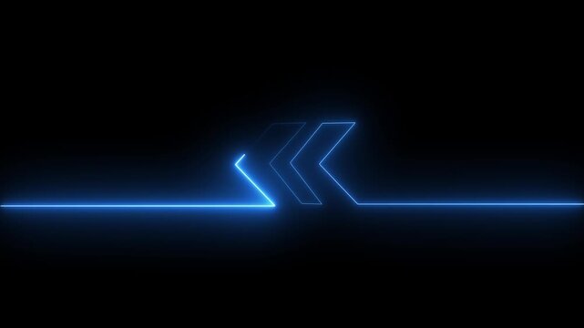 Neon glowing direction concept, neon arrow icon, arrows indicates the direction of the overlay video layer. and looping neon line arrow icon 4k video animation.