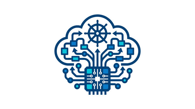 Kubernetes cloud wheel container technology icon.