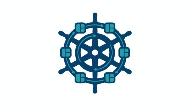 Kubernetes helm icon with integrated container cubes