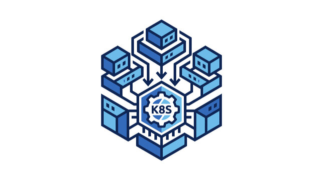 Kubernetes K8S container orchestration cloud cluster icon
