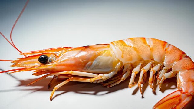 Raw Jumbo Shrimp on White Background &ndash; Fresh Seafood for Culinary Applications and Food Photography
