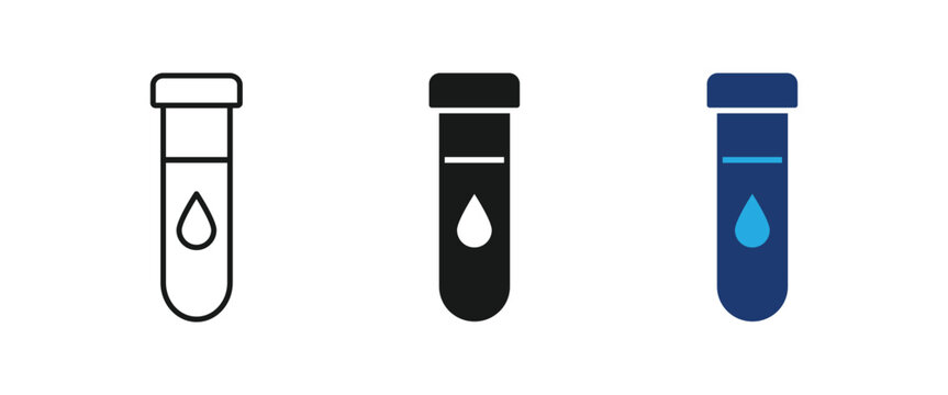 Blood test tube icon, medical sample flask, laboratory analysis symbol. vector illustration