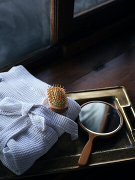 Wellness and self care tray of items