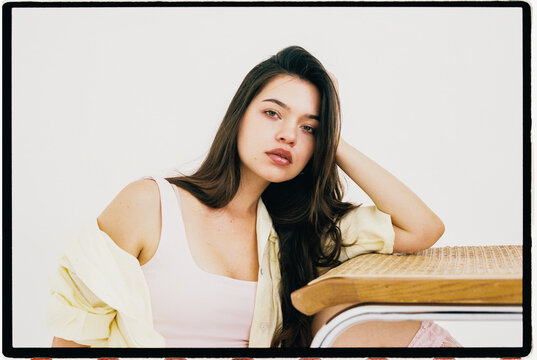 Woman posing looking at camera
