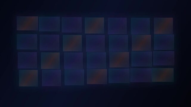 Abstract dark semiconductor microchip array grid pattern background with holographic iridescent light reflections on silicon dies