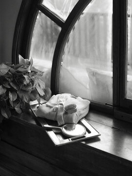 Wellness and self care items on windowsill