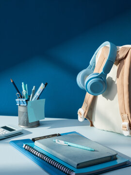 Back to school essentials neatly arranged on a desk