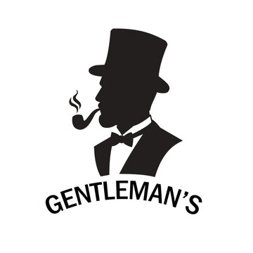 Elegant Gentleman Smoking Pipe Vintage Silhouette Vector Logo Design. Resizable and editable, EPS 10.