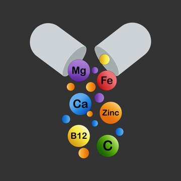 Vitamin and Mineral Capsule Nutrition Supplement Vector Illustration. Resizable and editable, EPS 10.