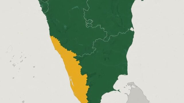 Map of india highlighting kerala state a digital illustration