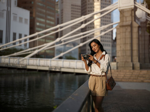 Reviewing Photos on a Camera
