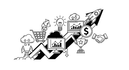 Naklejka premium Business Growth and Financial Success Concept Illustration