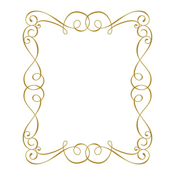 Vector Vintage ornamental border with elegant hand drawn flourishes and decorative curls. Square outline frame in classic luxury style, suitable for invitations
