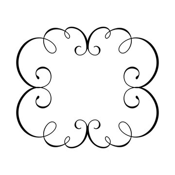 Vector Vintage ornamental border with elegant hand drawn flourishes and decorative curls. Square outline frame in classic luxury style