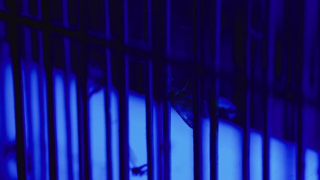 Dead moth inside electric ultraviolet insect trap, highlighting flying insect control, pest management and indoor protection