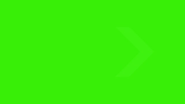 Right directional arrow loop animation. white arrow on green background