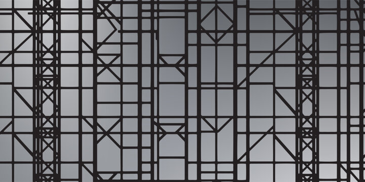 abstract geometric building framework in black gray tones with structural lines and shapes for architectural design concepts