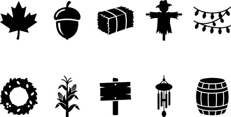 Autumn harvest icons for seasonal design and decor © MdRakibul