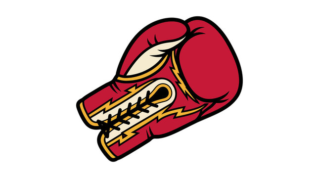 Red boxing glove with sharp teeth illustration.