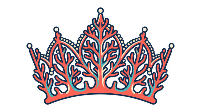 Ornate Red and Blue Crown with Intricate Floral Designs.