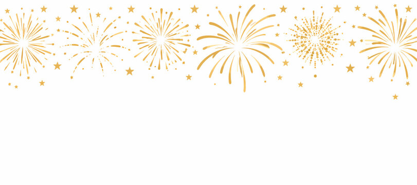 Gold Fireworks Border for New Year Celebrations