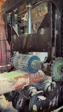 Industrial Log Debarker in Sawmill &ndash; Tree Trunk Processing Machine, Timber Industry and Wood Manufacturing, 4K Video
