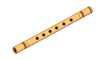 Wooden flute musical instrument isolated vector illustration © Artstock