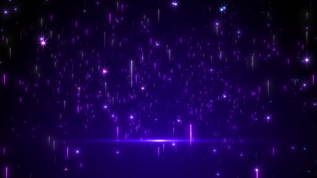 Purple falling star light background violet streaks, glowing sparkles, and dark stage atmosphere.