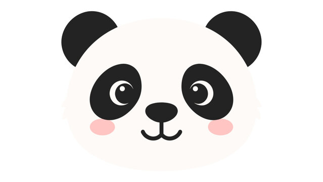 Cute panda face cartoon vector isolated on white background
