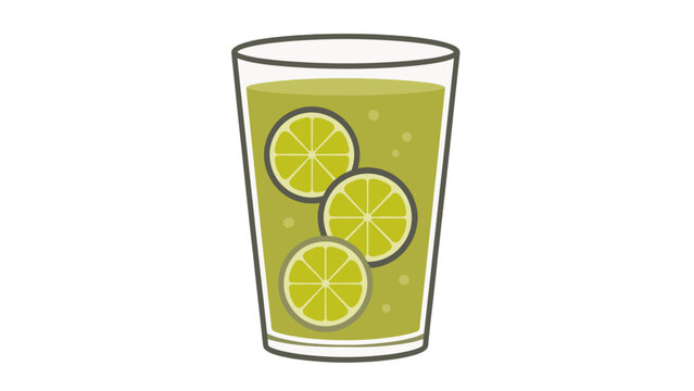Glass of lime drink with citrus slices vector illustration