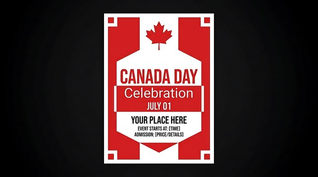 Canada day celebration banner with red and white design