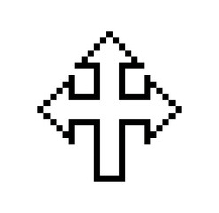 Fototapeta premium Multidirectional Arrow Pixel Art Line Icon, Four Way Navigation Symbol