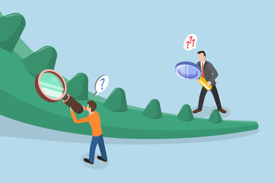 3D Isometric Flat Vector Illustration of Long Tail Marketing, Analyzing Keywords For Success