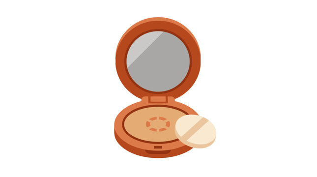 Cosmetic compact powder with mirror puff.