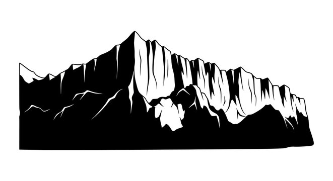 Mountain range silhouette against a white background silhouette