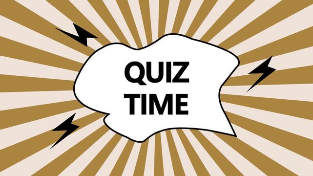 Comic Quiz Time Banner Title Animation Flashing Speech Bubble Comic Rays Background Motion Graphic Loop for Video Editing Asset