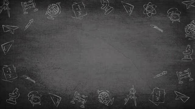 Back to School Animated Background, Colorful Education Motion Graphics with School Supplies Loop