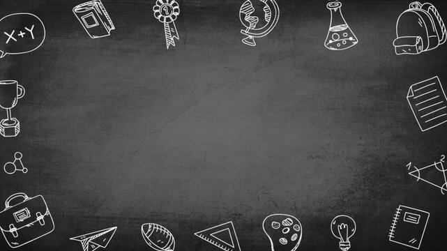 Back to School Animated Background, Colorful Education Motion Graphics with School Supplies Loop